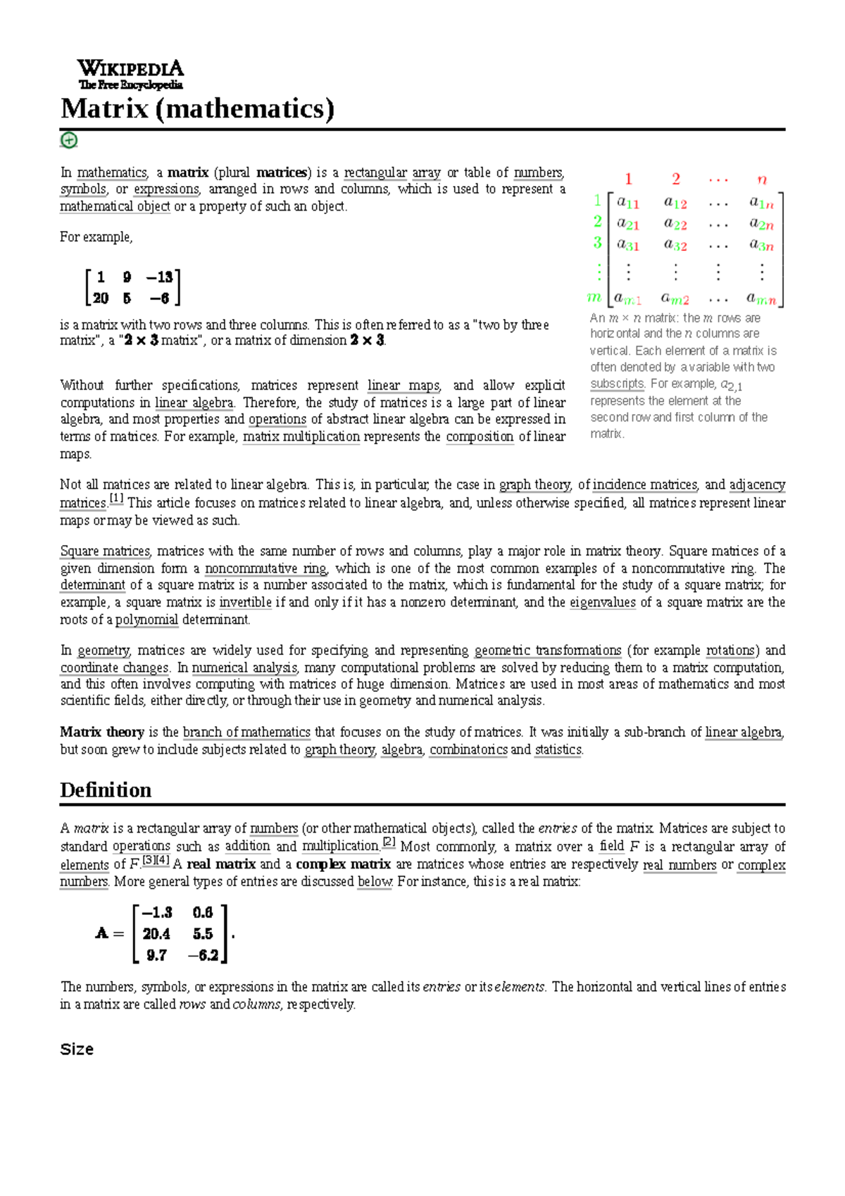 Matrix (mathematics) Antonie van Leeuwenhoek was born in Delft, Dutch