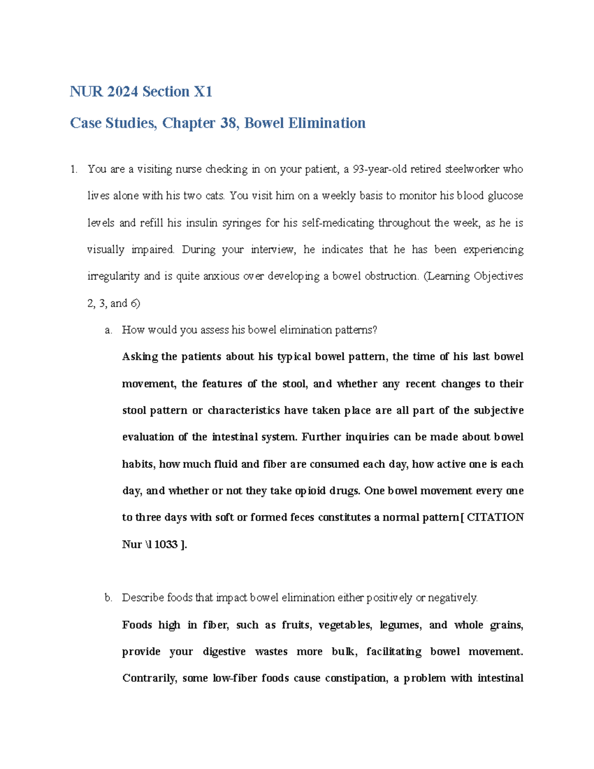 Updated CS Chapter 38 Bowel Elimination Updated 1 - NUR 2024 Section X ...