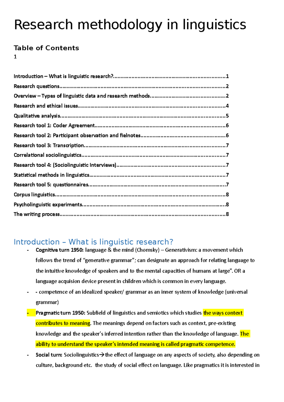 what is research methodology in linguistics