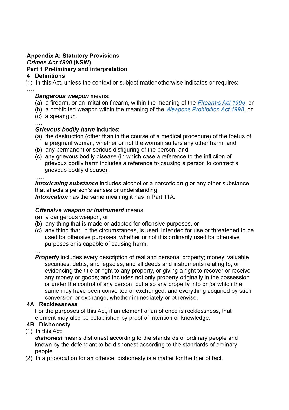 Criminal Law Cases and Legislation - Appendix A: Statutory Provisions ...