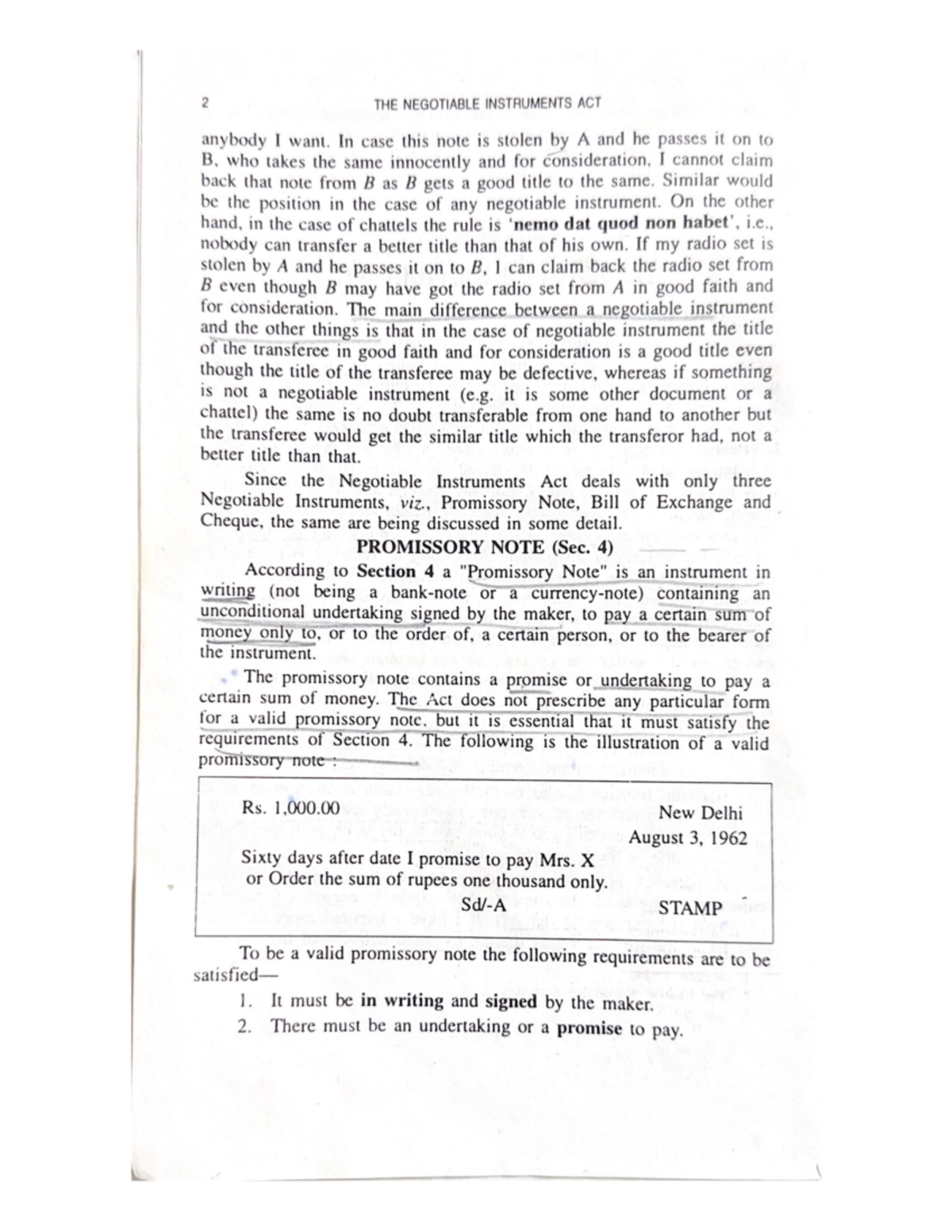 THE Negotiable Instruments ACT - Corporate Law - Studocu