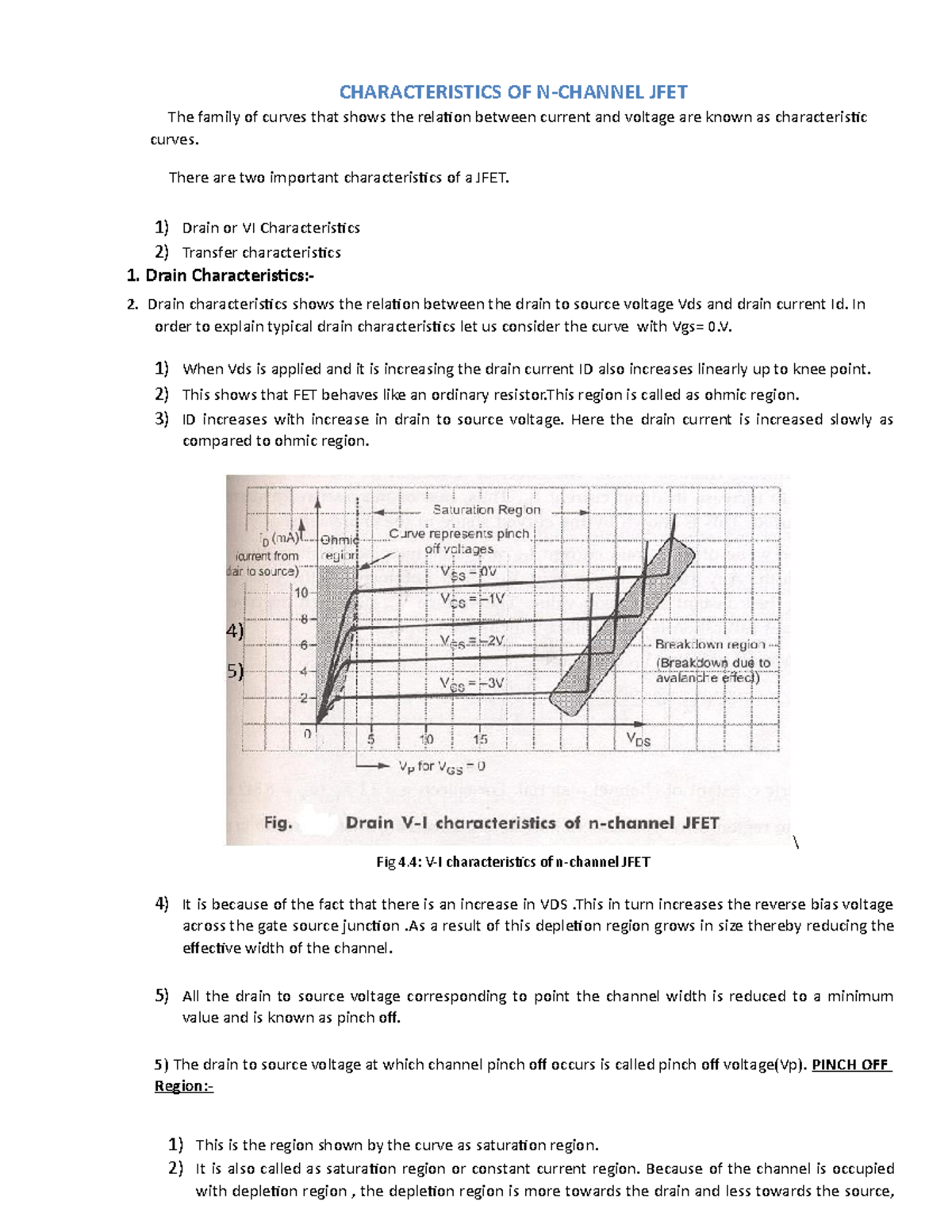 Characteristics OF N CHARACTERISTICS OF NCHANNEL JFET The family of