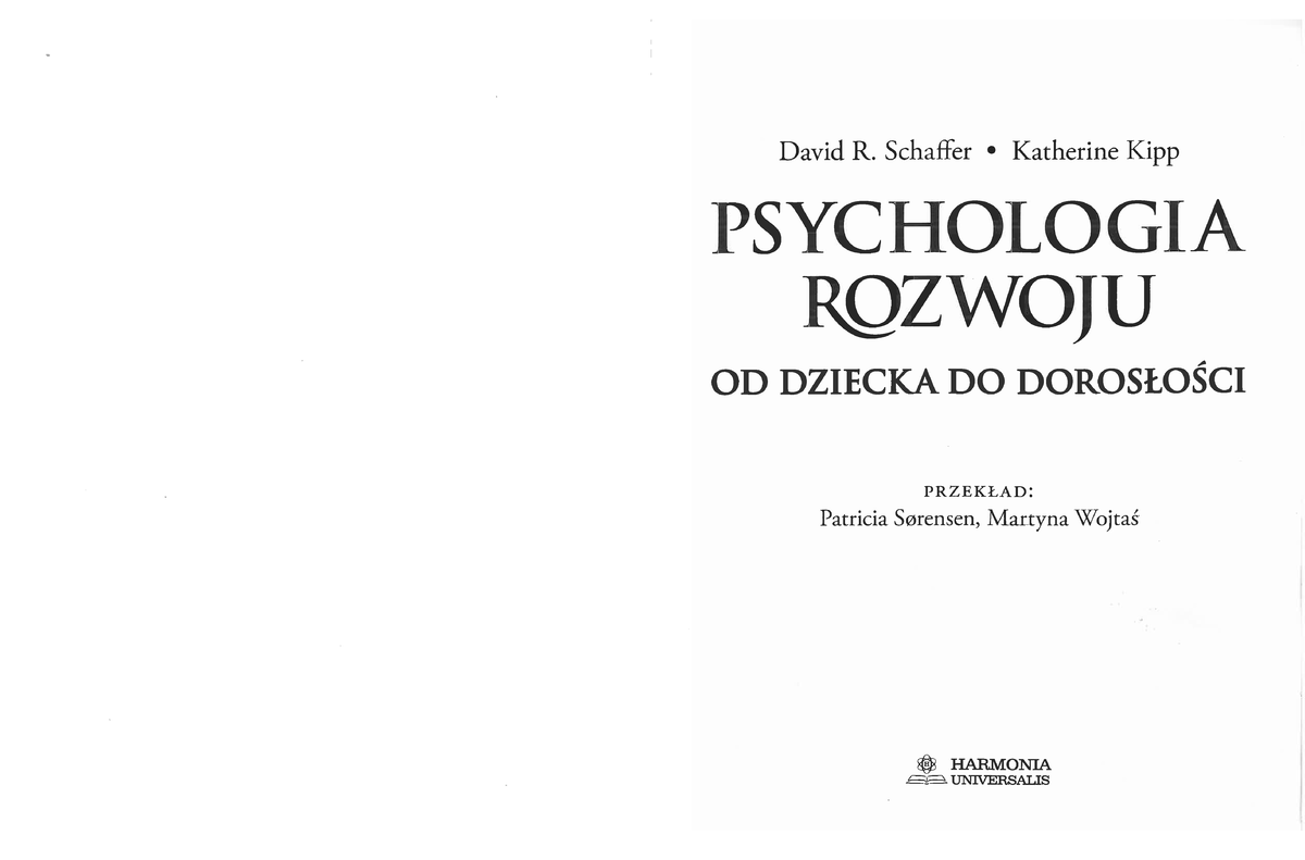 Wybrane Rozdziały Schaffer Dr Kipp K 2015 Psychologia Rozwoju Od Dziecka Do 7937