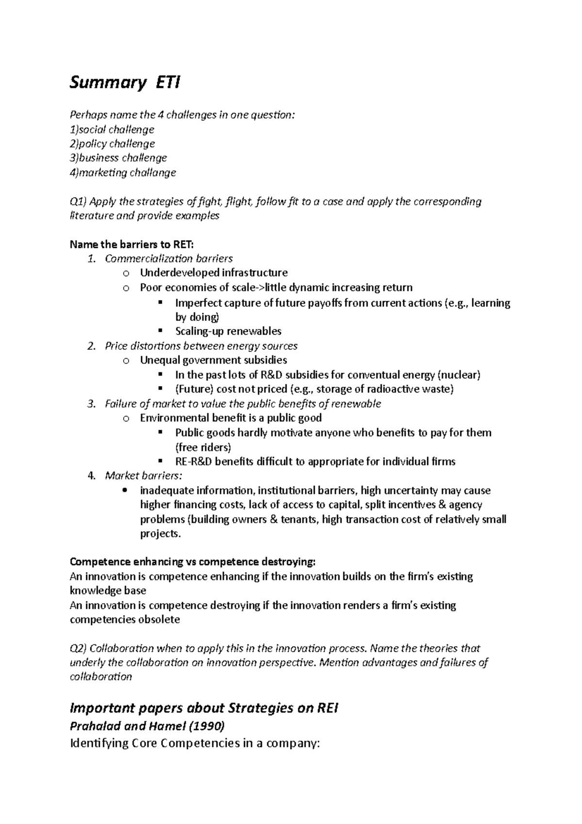 Exam questions ETI - Selfmade exam question with most important topics ...