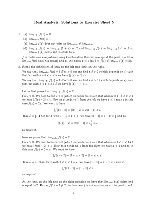 2008-2009 Real Analysis Exercise Sheet 1 - Real Analysis: Exercise ...
