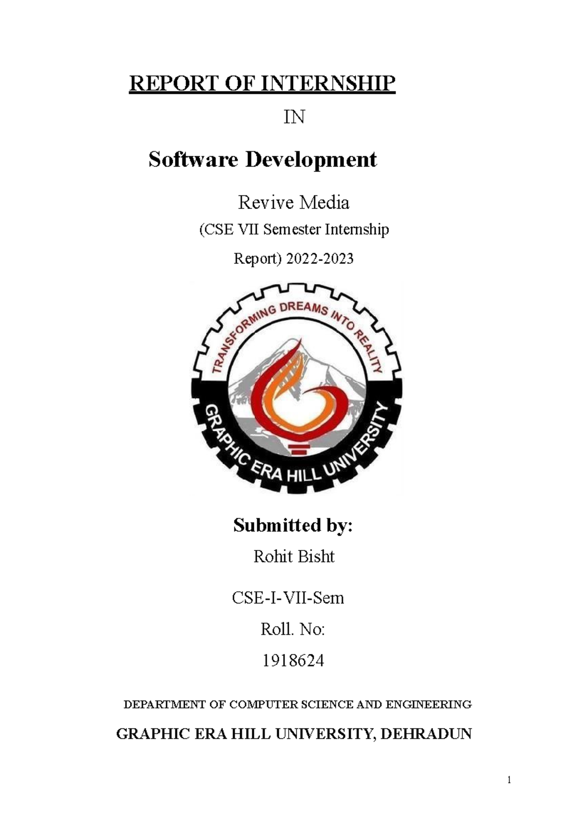 Rohitinternship - Web Development - 1 REPORT OF INTERNSHIP IN Software ...