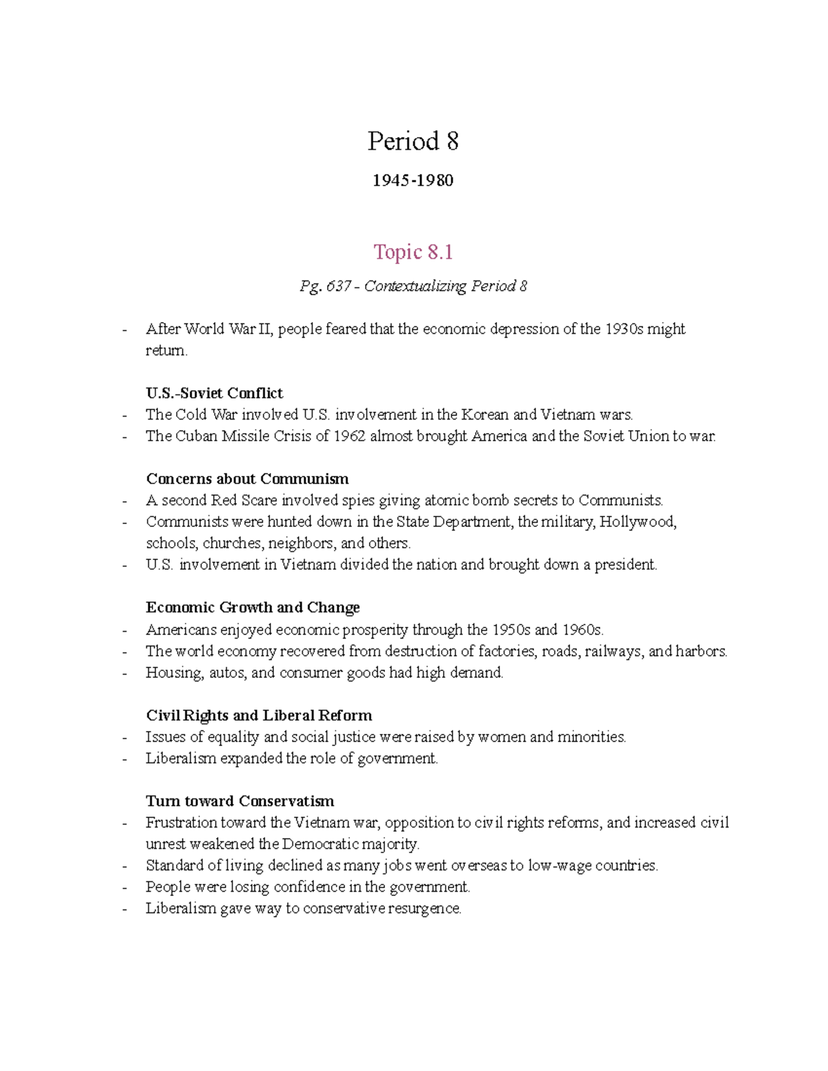 Period 8 Apush Notes - Based On AMSCO Advanced Placement United States ...