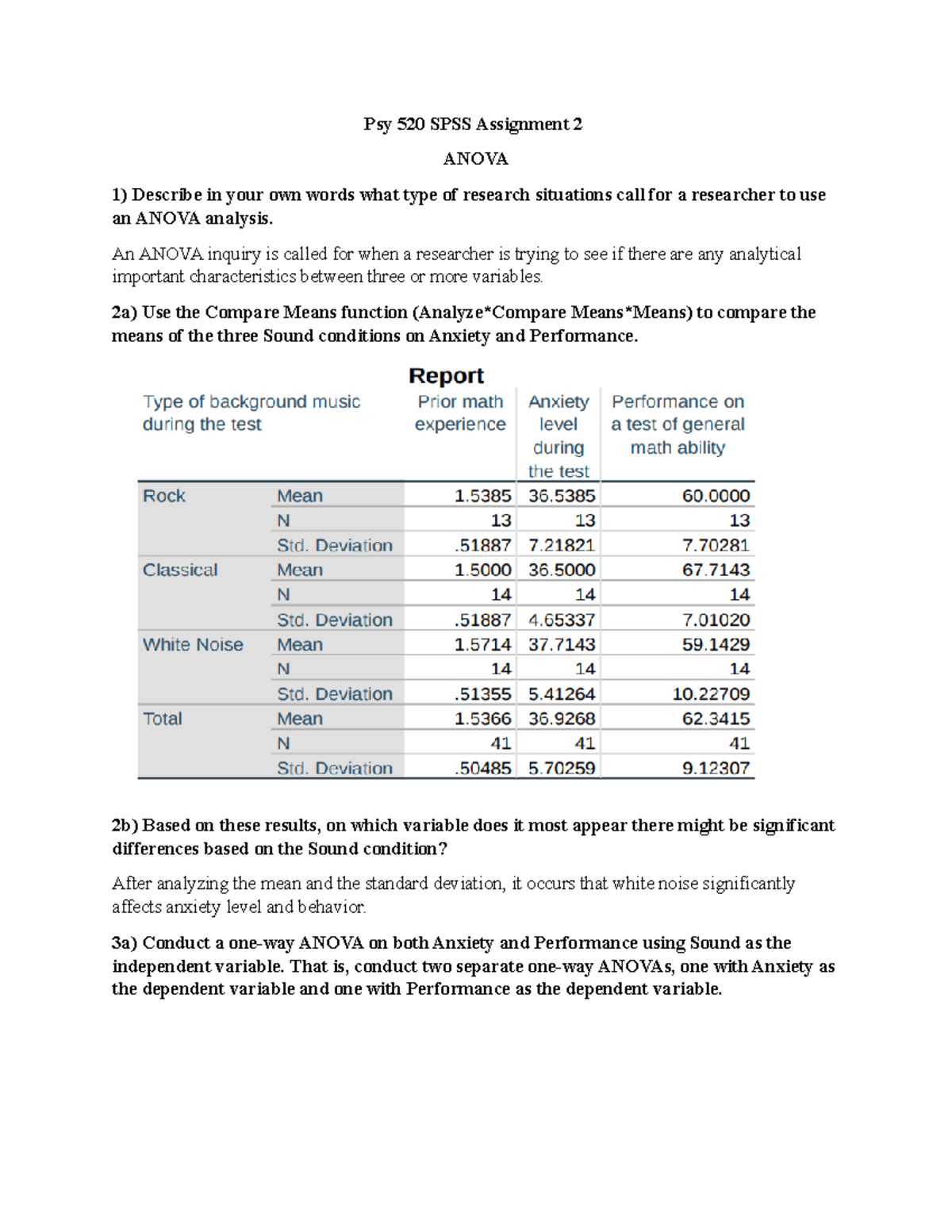 Psy 520 Module 6 SPSS Assignment 2 - Psy 520 SPSS Assignment 2 ANOVA ...