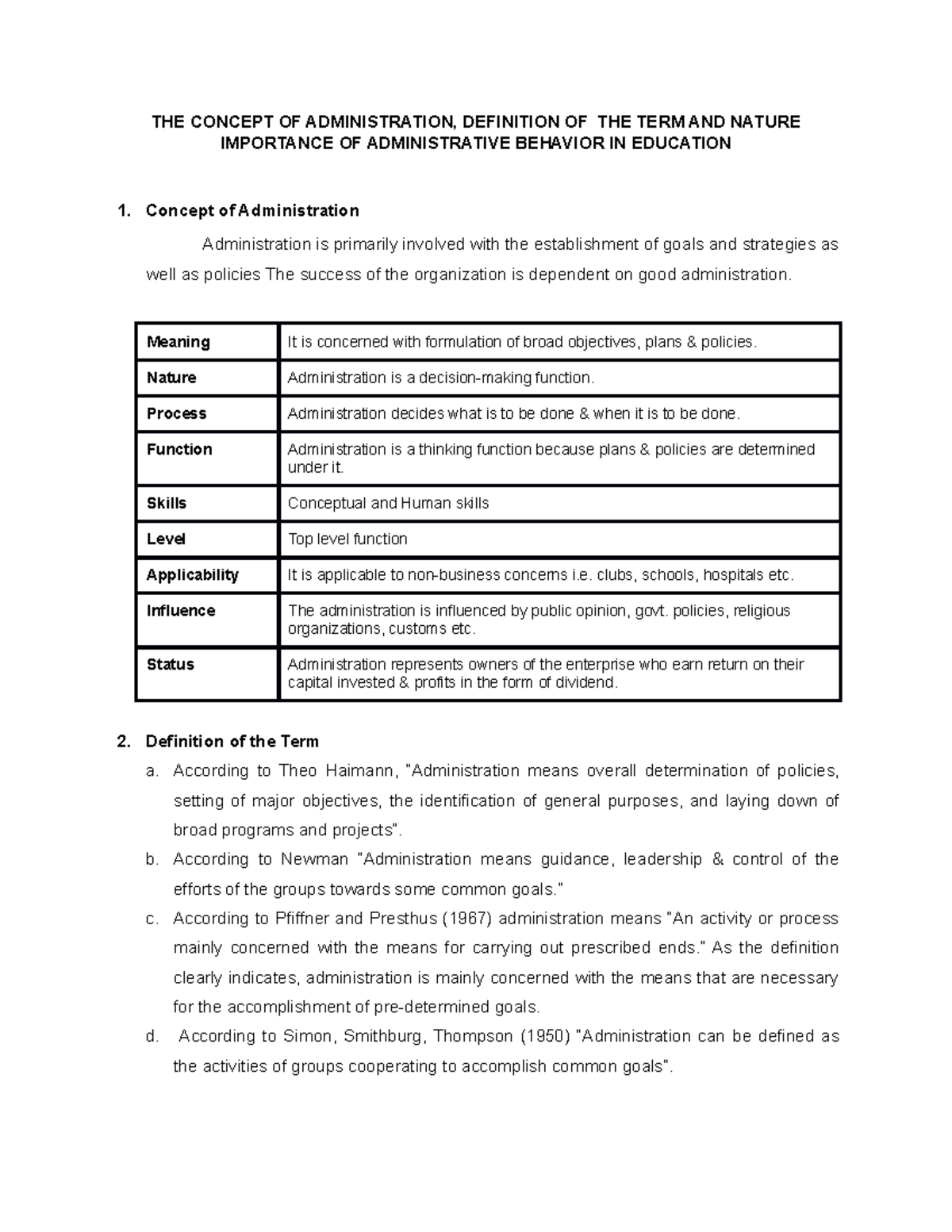 Concept of Administration and AB in Education - THE CONCEPT OF ...