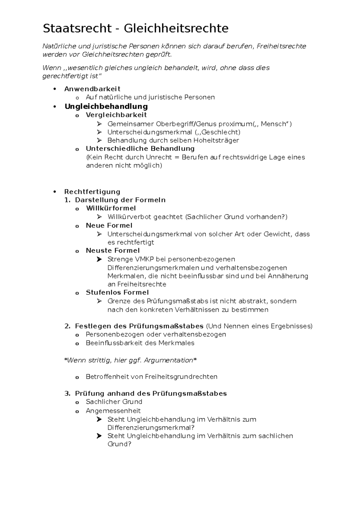 Staatsrecht Gleichheitsrechte - Staatsrecht - Gleichheitsrechte ...