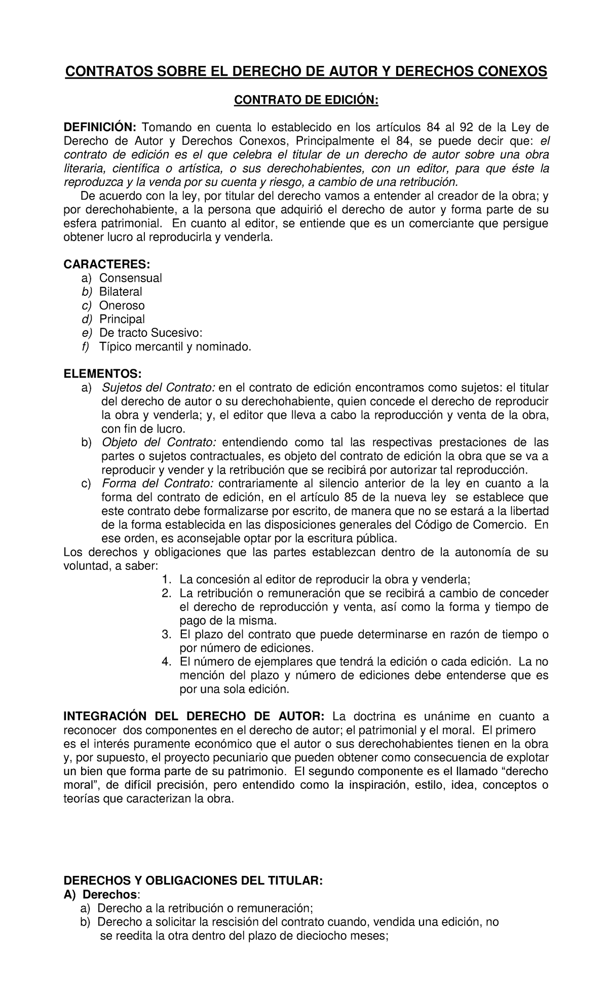 Contratos Sobre EL Derecho DE Autor Y Derechos Conexos - CONTRATOS ...