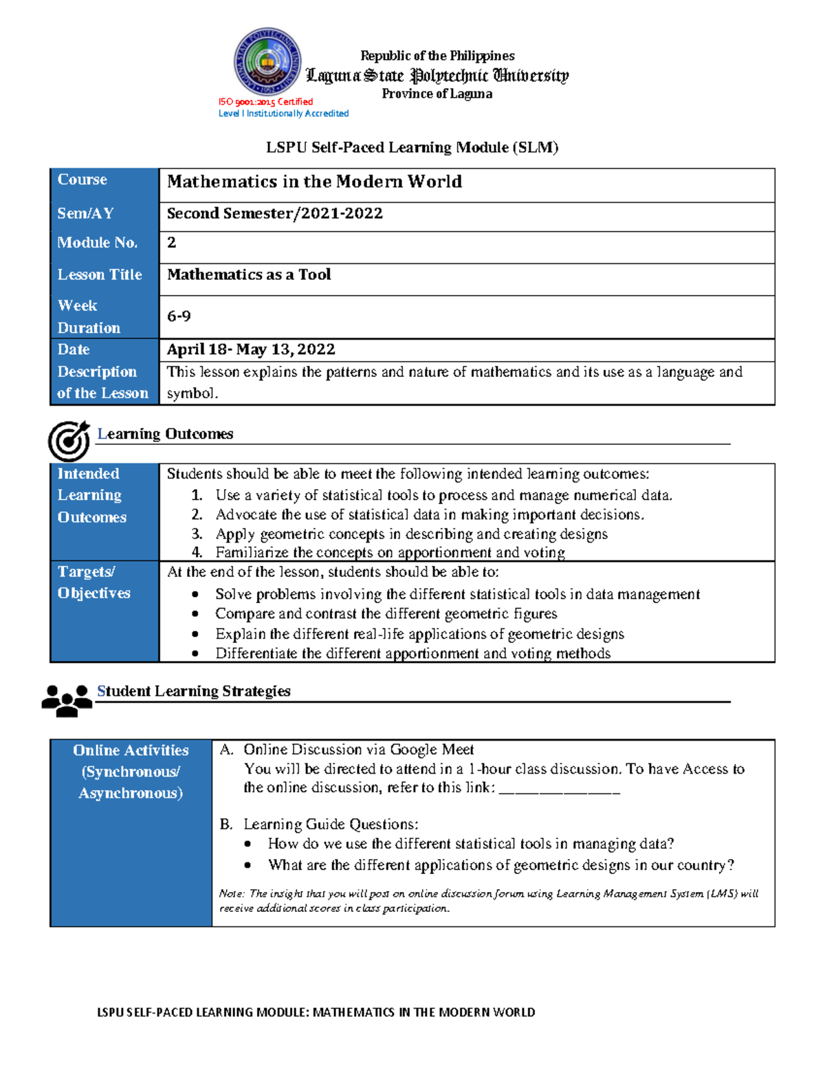 Module-2-GEC104 - Mathematics in the Modern World - ISO 9001:2015 ...