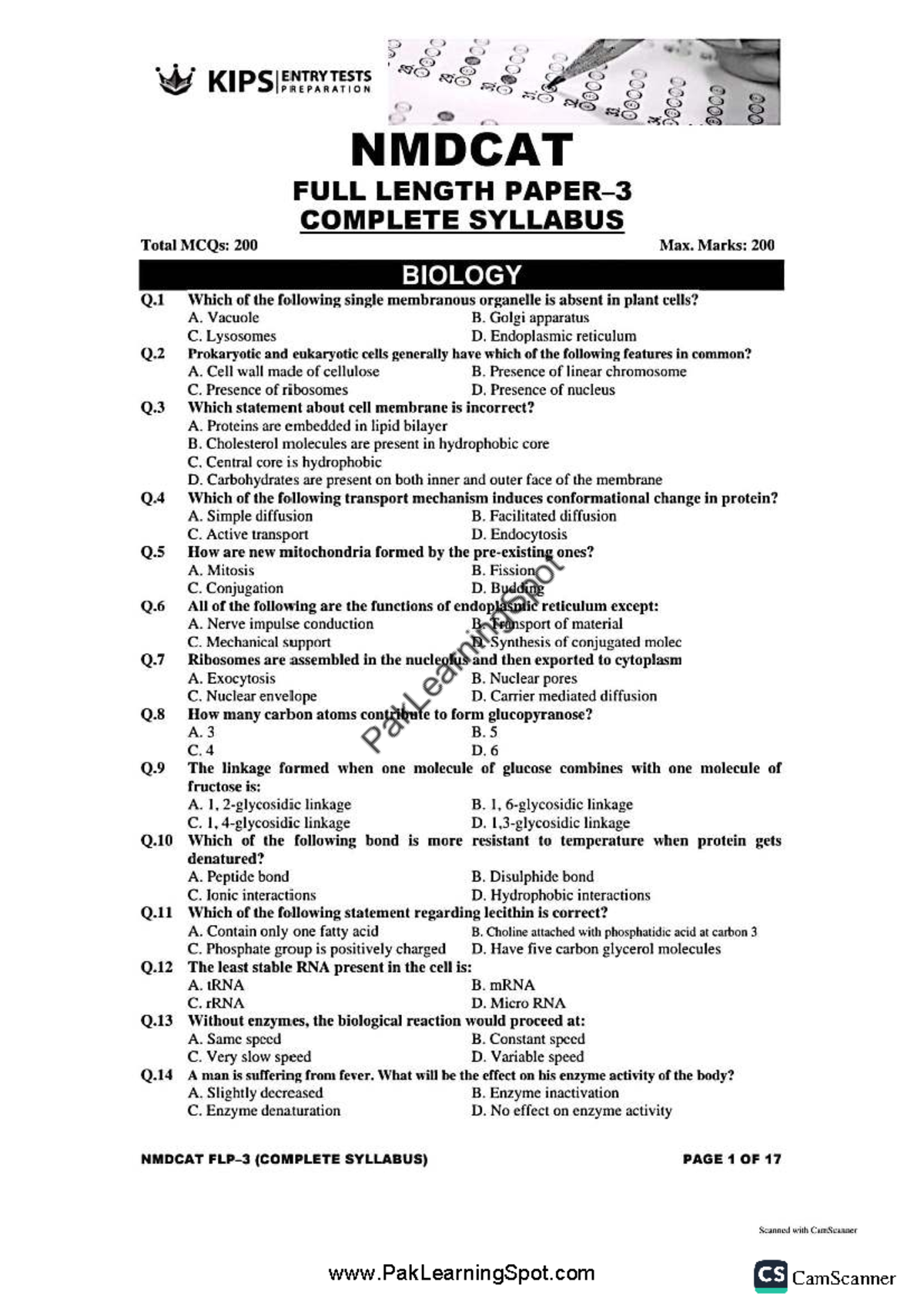 KIP Mdcat FLP-3 PLS - KIPS ENTRY TESTS PREPARATION NMDCAT FULL LENGTH ...