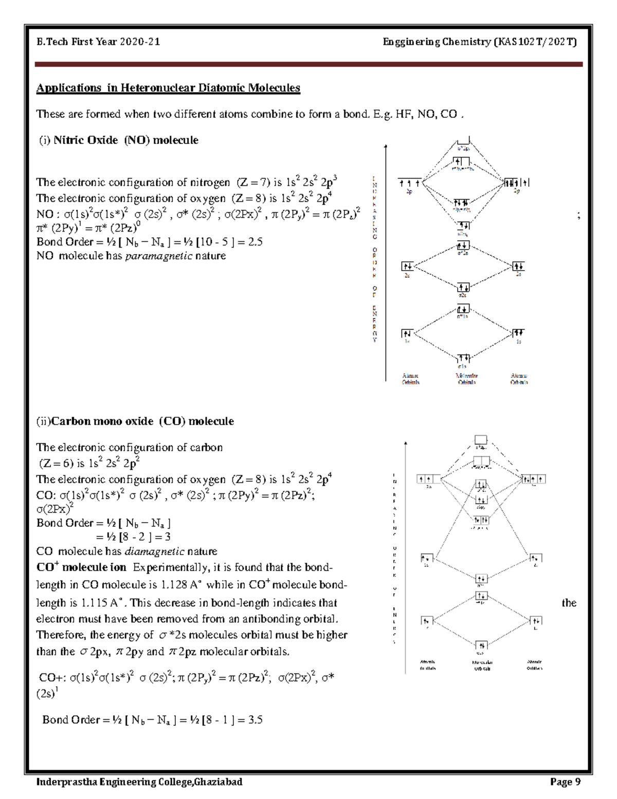 Module 1 notes 2020-21-3 - Applications in Heteronuclear Diatomic ...