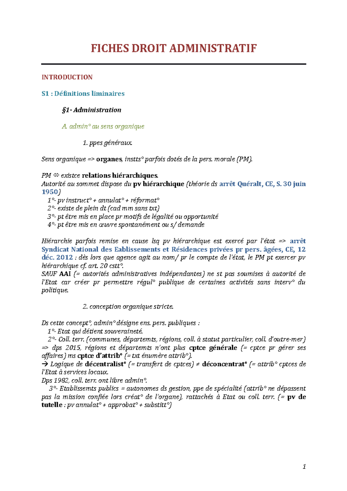 Droit Administratif - FICHES DROIT ADMINISTRATIF INTRODUCTION S1 ...