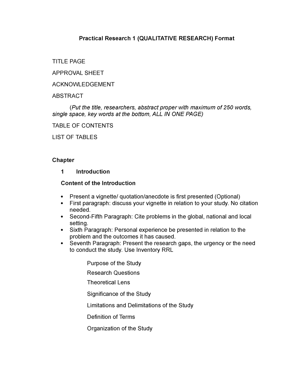 qualitative research title format