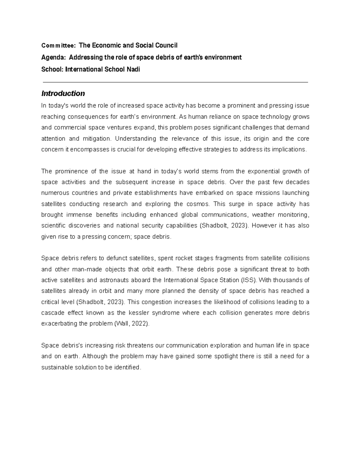 Ecosoc White papers compiled - Committee: The Economic and Social ...