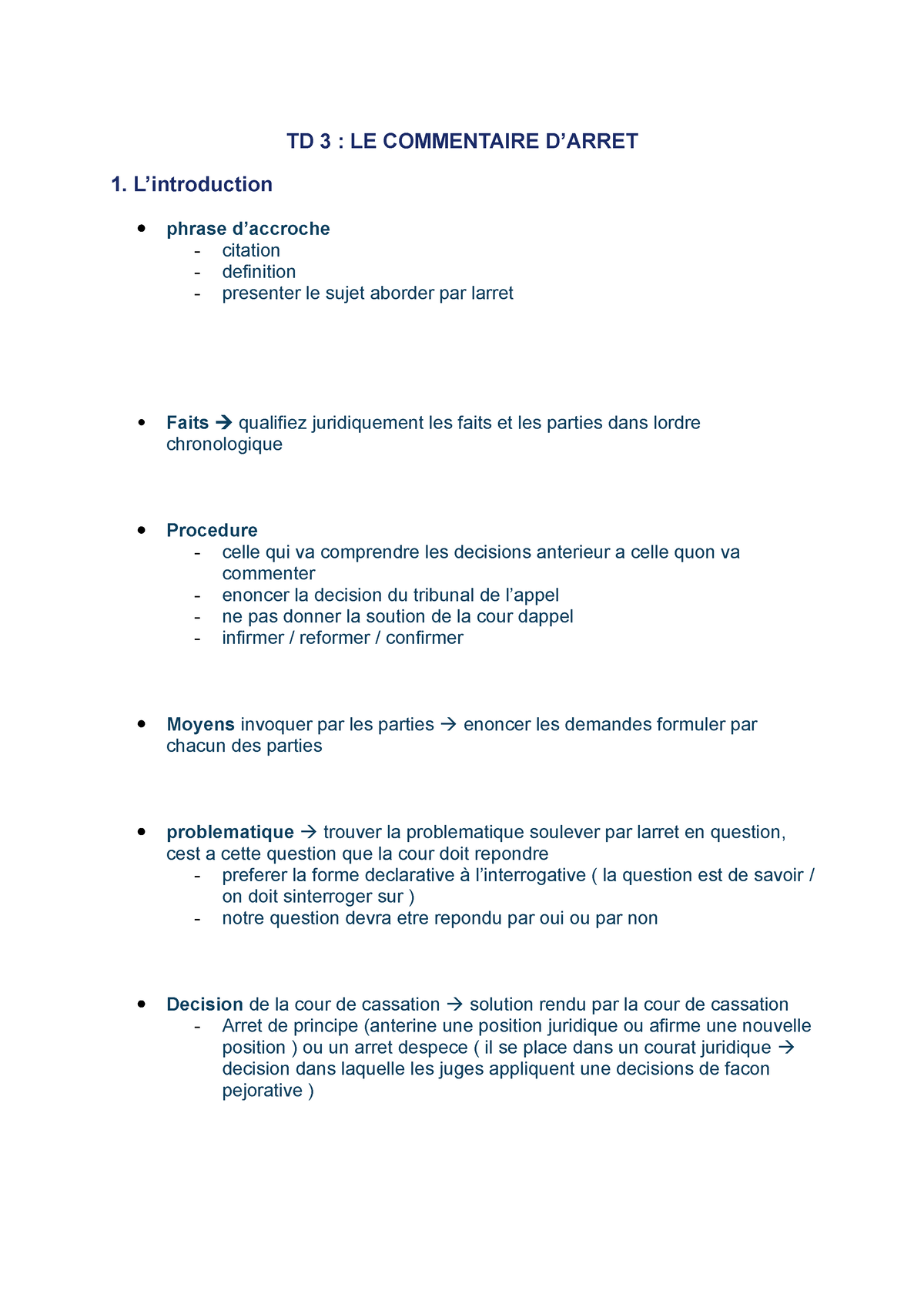 Methodologie Commentaire D' Arret - TD 3 : LE COMMENTAIRE D’ARRET 1. L ...