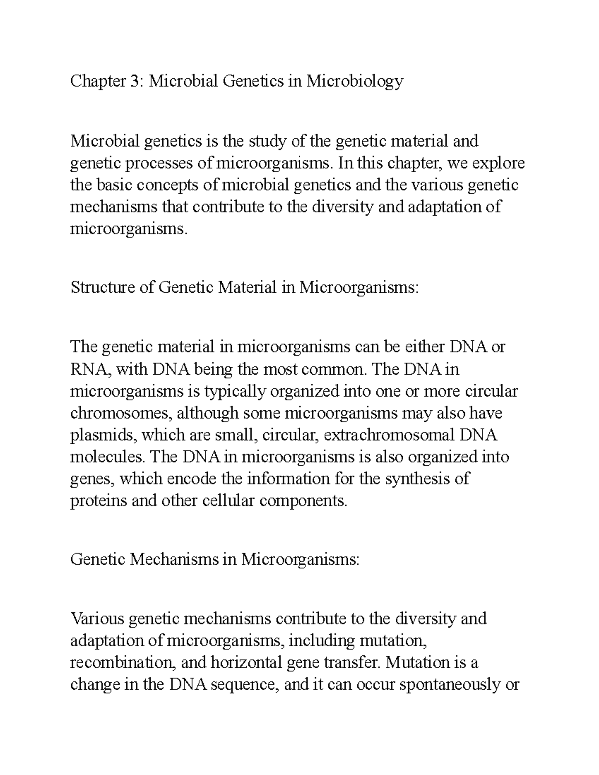 Microbiology and Toxicology WTTP2801 3 - Chapter 3: Microbial Genetics ...