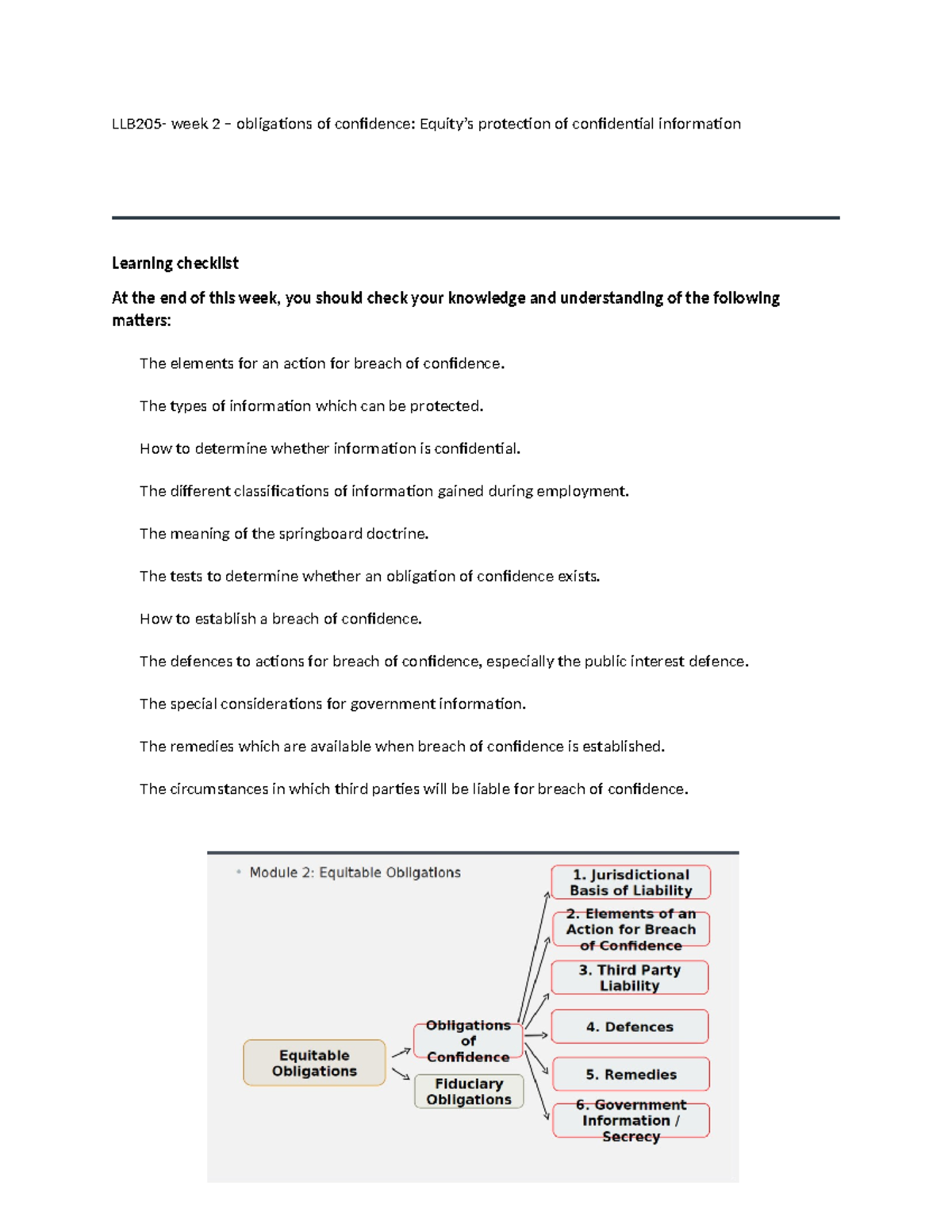 LLB205 - Letcure and Tutorial notes - LLB205- week 2 – obligations of ...