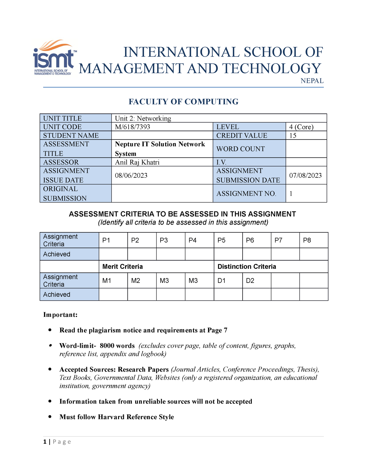 computer networking assignment