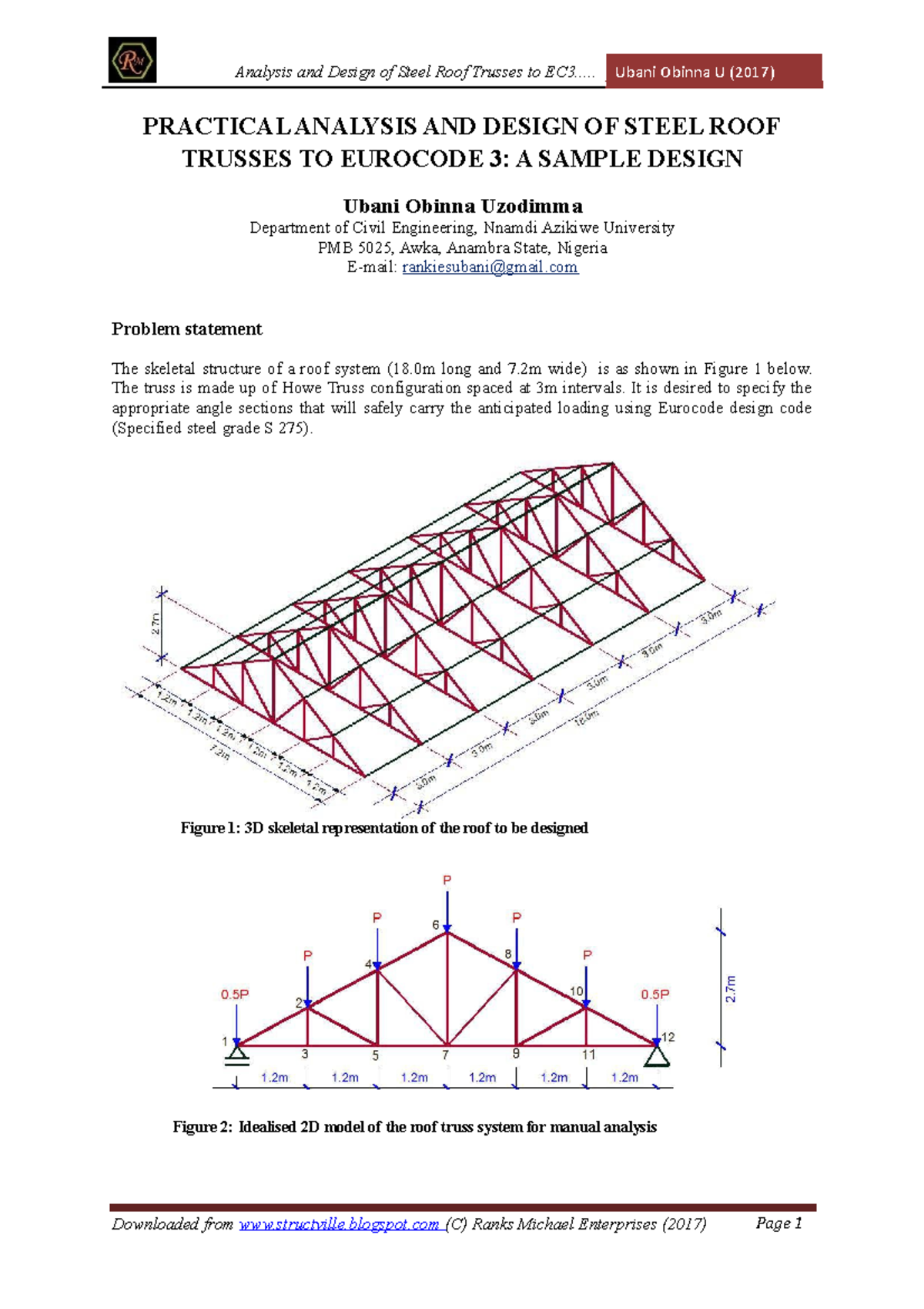 Practical Analysis AND Design OF Steel ROOF Trusses TO Eurocode 3 ...