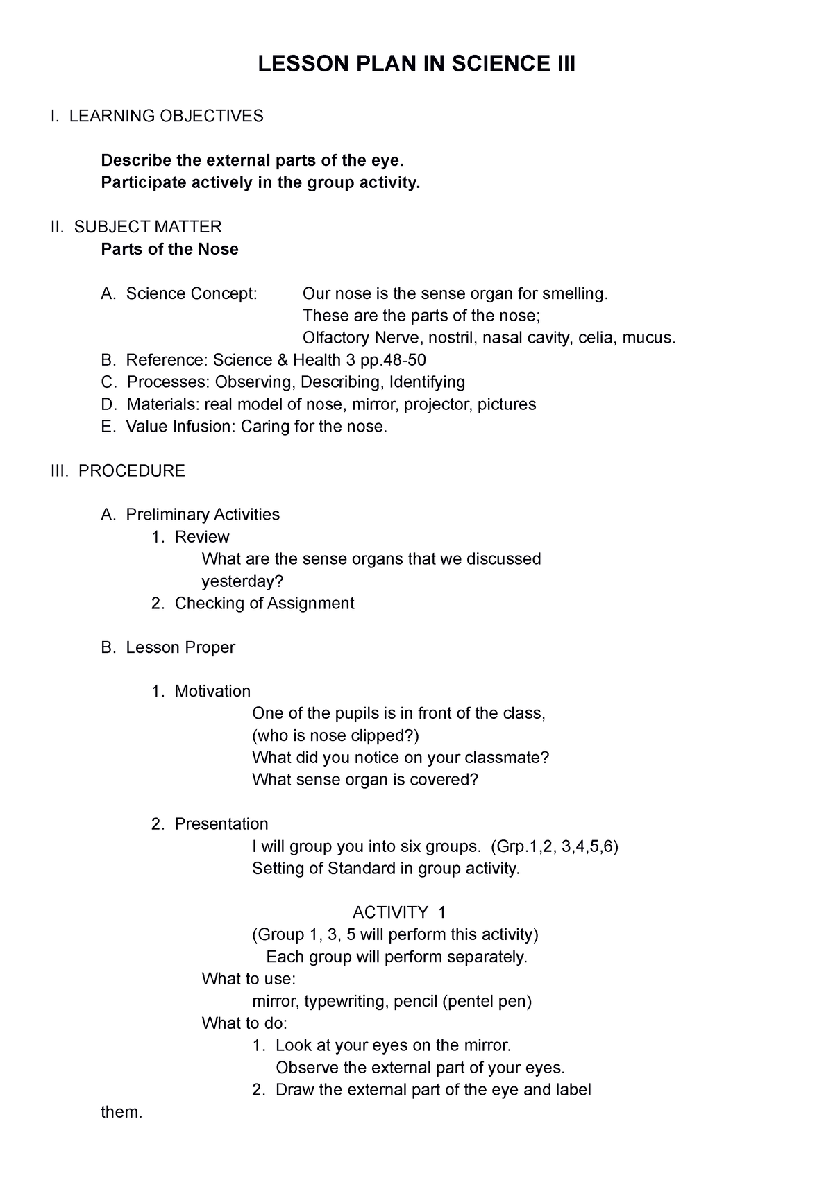 Lesson-guides-1st-grading - LESSON PLAN IN SCIENCE III I. LEARNING ...