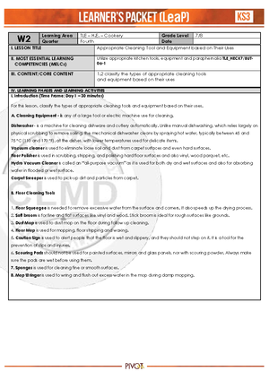 Q4-HE-Cookery-7 8-Week1 - W Learning Area TLE – H. – Cookery Grade ...