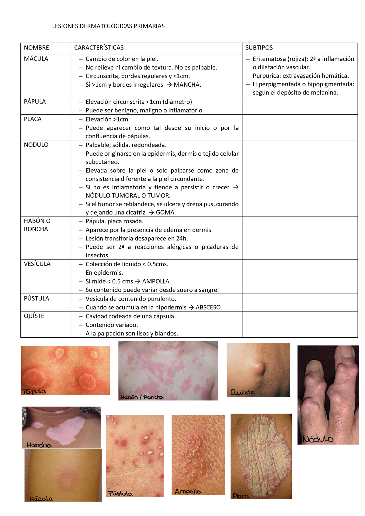 Clinica Esquemas Dermatolog A Lesiones Dermatol Gicas Primarias Nombre Caracter Sticas