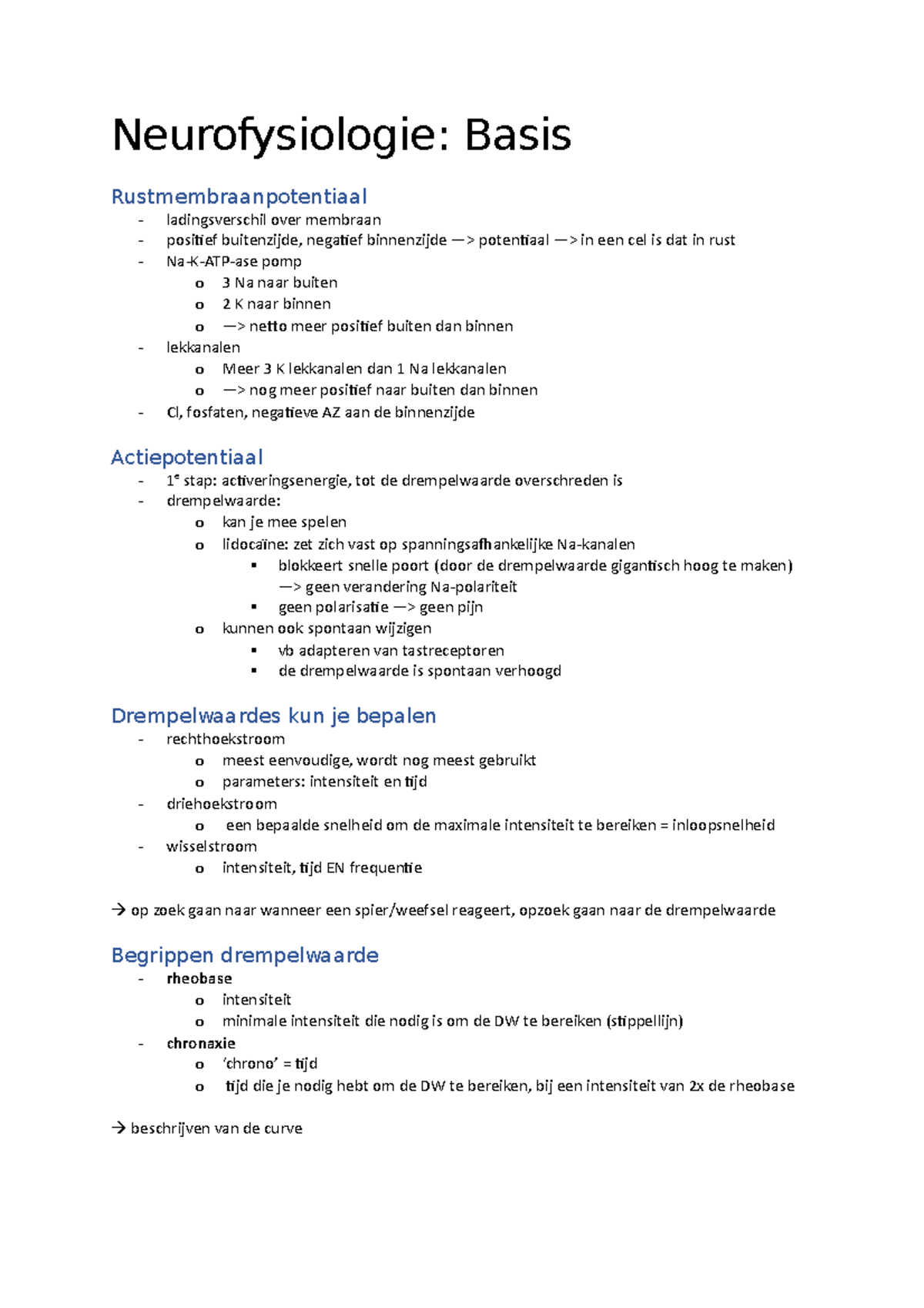 Neurofysiologie - Basis - Neurofysiologie: Basis Rustmembraanpotentiaal ...