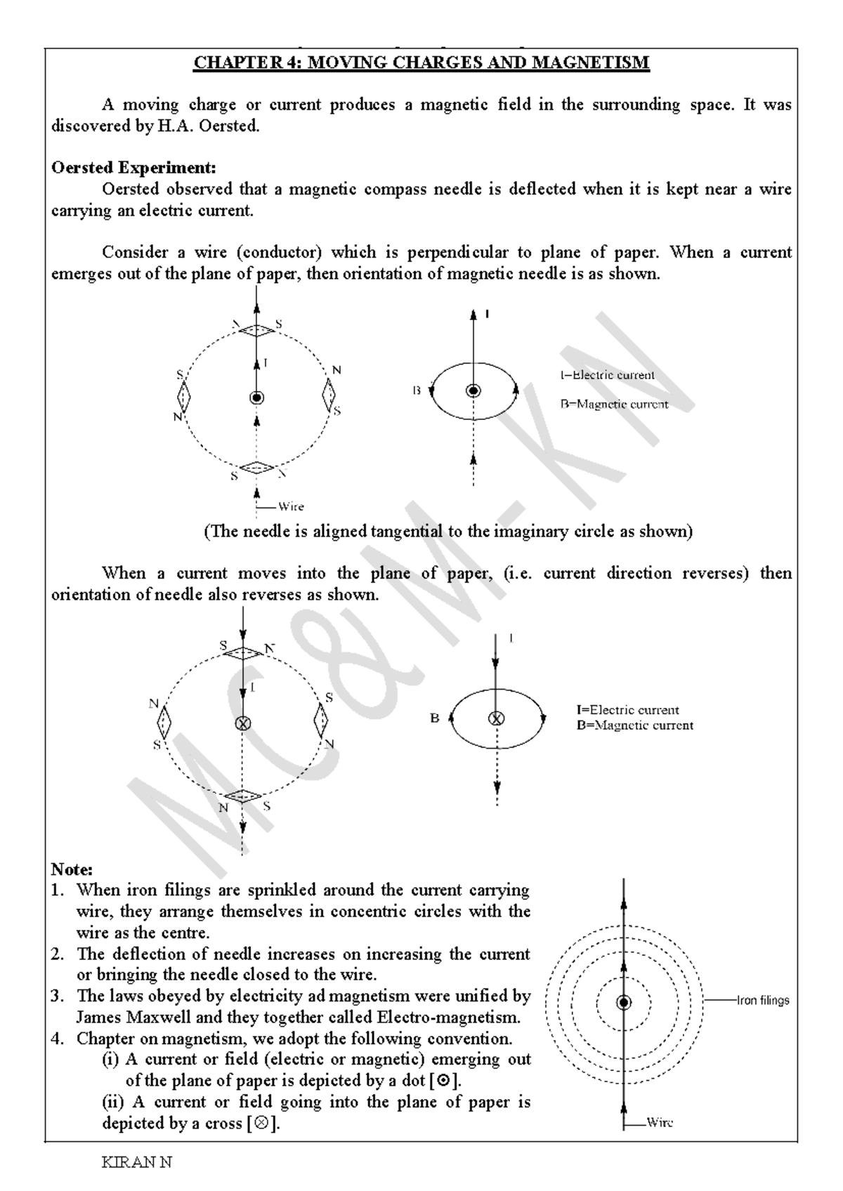 4 MC & M - KN - Moving Charges and Magnetism - CHAPTER 4: MOVING ...