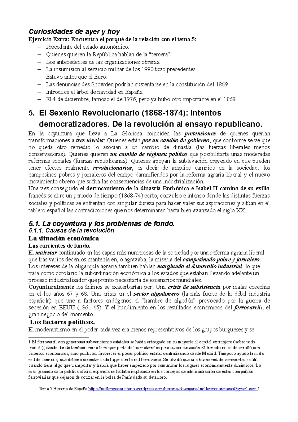 Historia De España Tema 5 El Sexenio Revolucionario 1868 1874