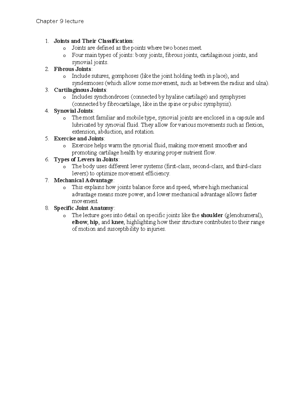 Ch9 lecture - notes - Chapter 9 lecture 1. Joints and Their ...