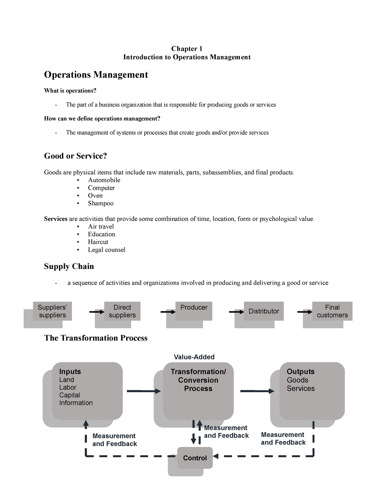 Operations Management 1 - Chapter 1 Introduction To Operations ...