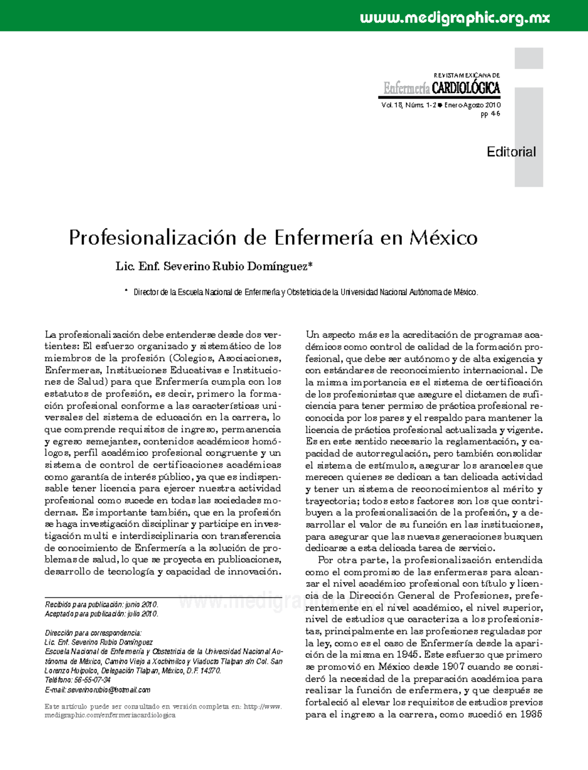 Profesionalización De Enfermería En México Articulo 1 - Editorial Vol ...