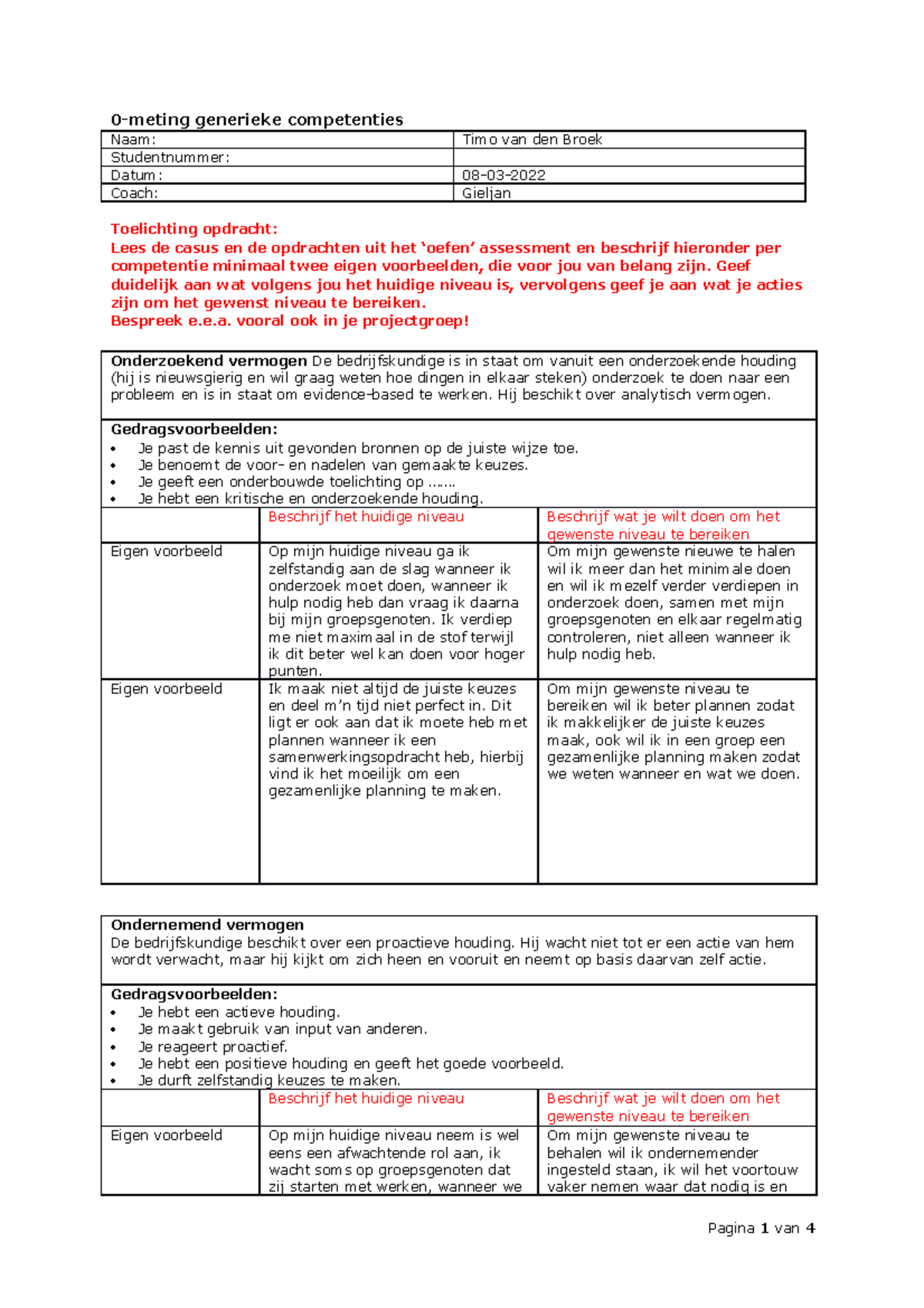 Formulier 0-meting op generieke competenties - 0-meting generieke ...