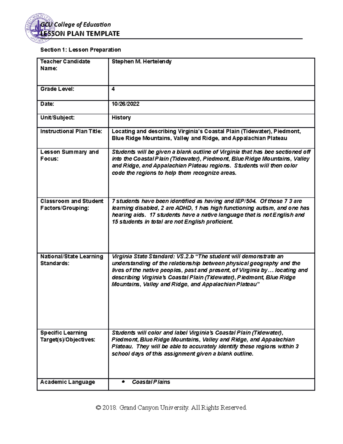 ELM-351 World History Lesson Plan - LESSON PLAN TEMPLATE Section 1 ...