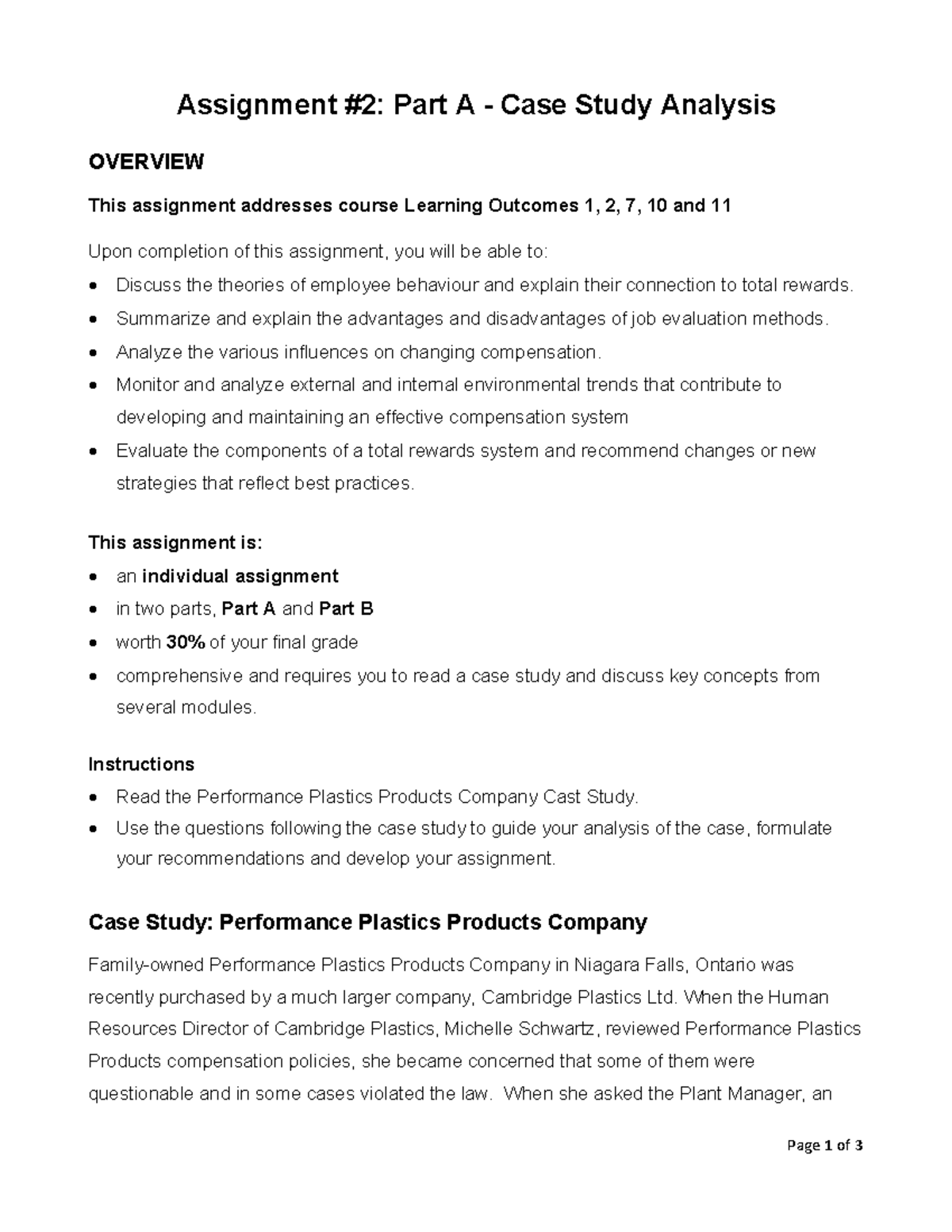 Assignment 2-Part A - Page 1 Of 3 Assignment #2: Part A - Case Study ...