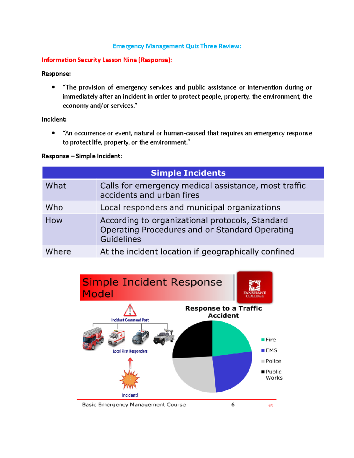 Emergency Management Quiz Three Review Emergency Management Quiz