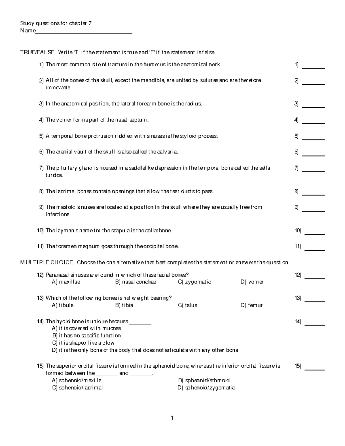 Chapter 7,skeleton-Study questions - Study questions for chapter 7 ...