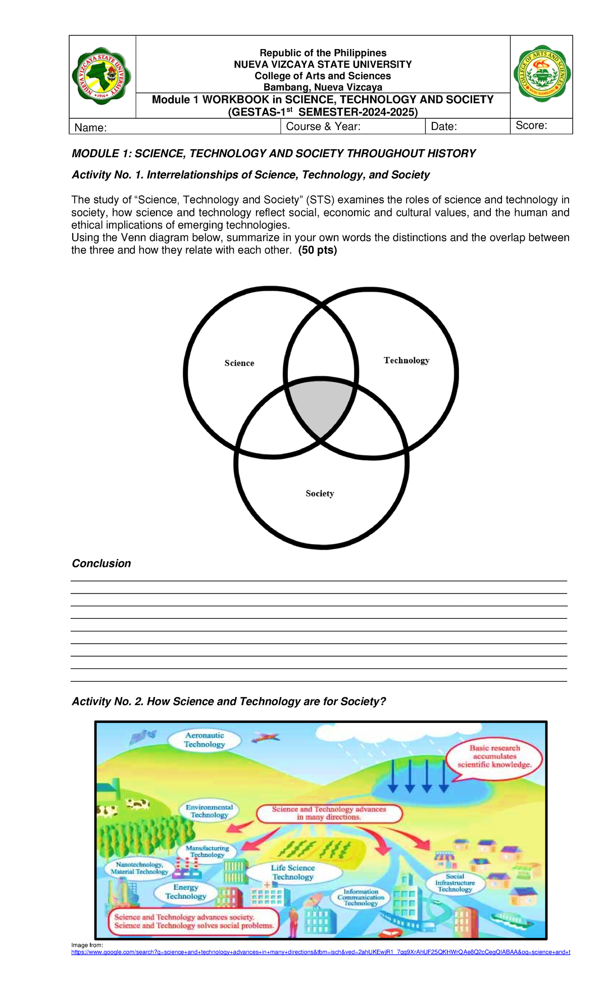 Module 1 Workbook IN STS 1st SEM 2024 2025 Midterm - Republic of the ...