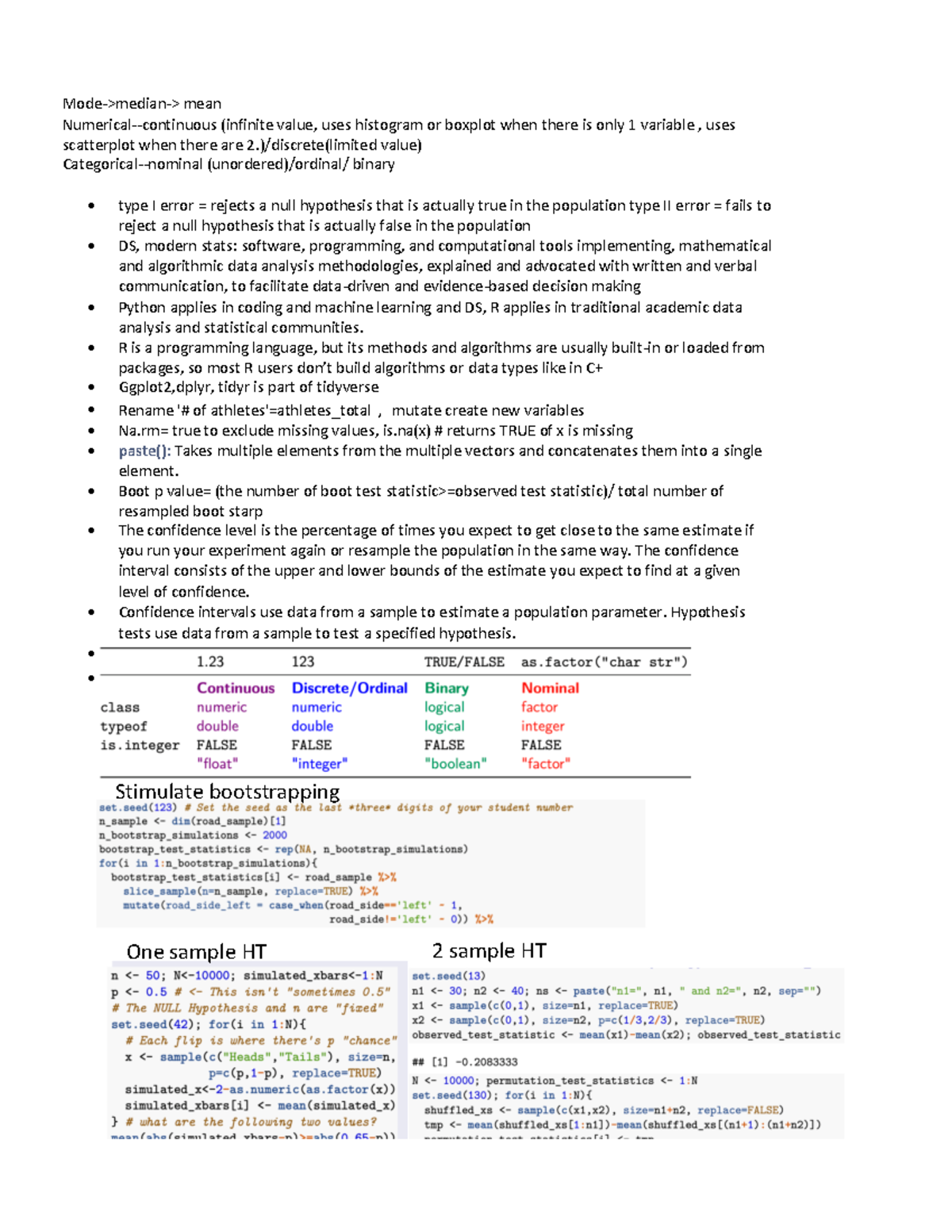 midterm Cheat sheet - Mode->median-> mean Numerical-continuous ...