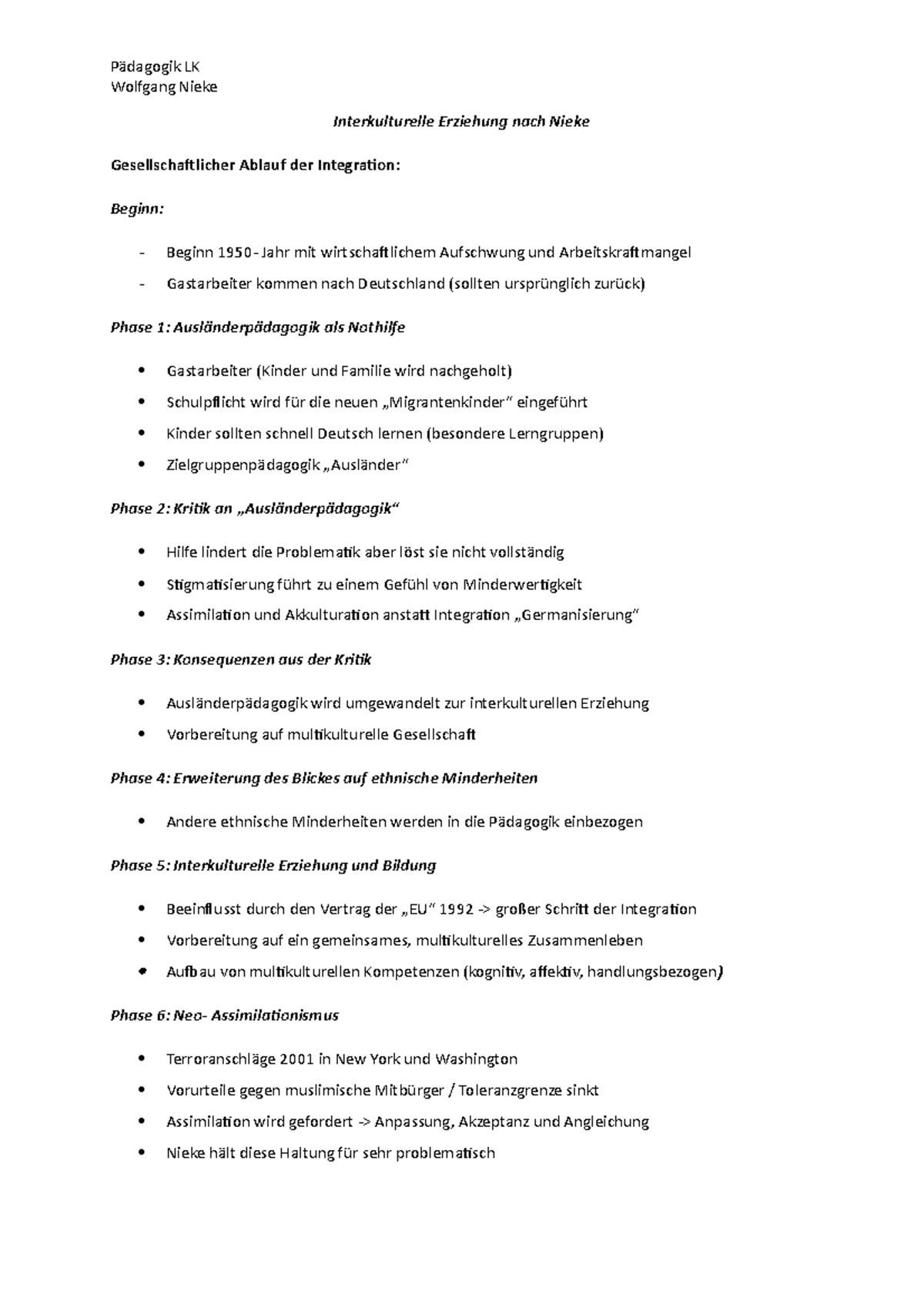 Nieke 10 Ziele Interkultureller Erziehung Und Bildung Wolfgang Nieke - Wolfgang Nieke Interkulturelle Erziehung nach Nieke