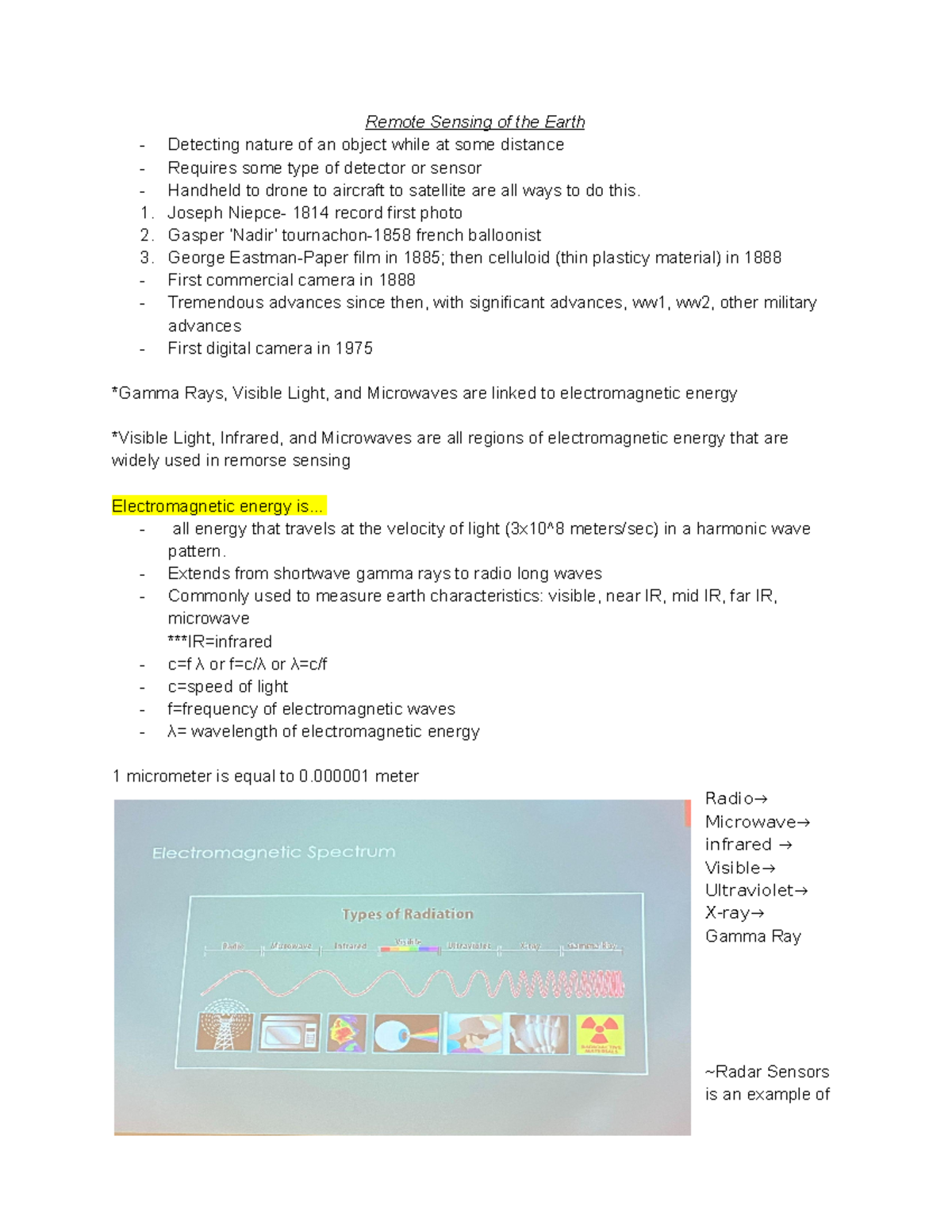 Remote sensing and different sensors - Remote Sensing of the Earth ...