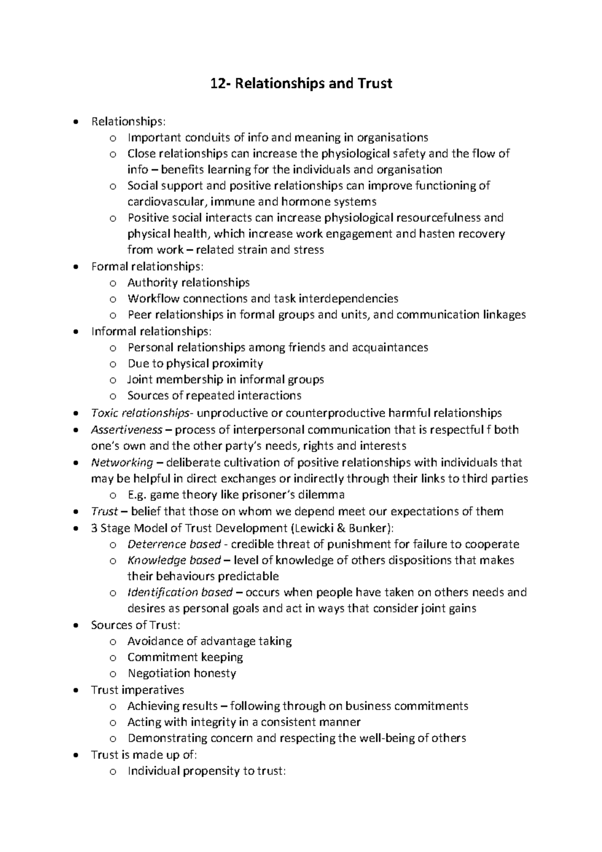 12 Relationships and Trust Relationships and Trust Relationships o