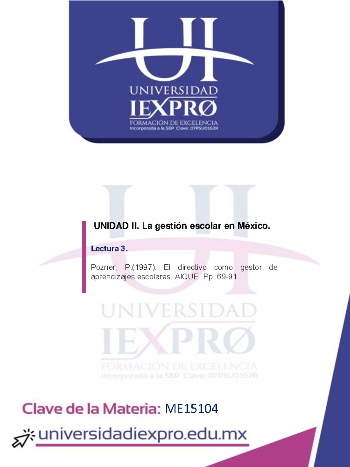 7.- Lectura 3 De La Semana 2 - UNIDAD II. La Gestión Escolar En México ...