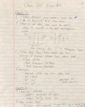 Exam Review Sheets - CHEM261 - Studocu