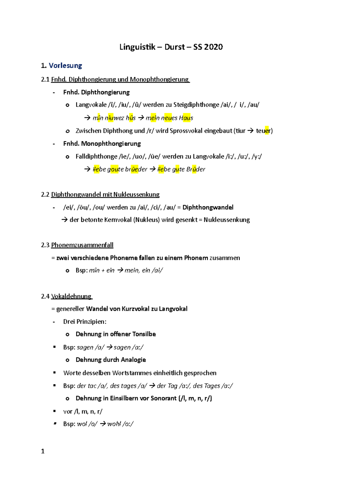 Zusammenfassung Ling BM 2 Seminar - Linguistik – Durst – SS 2020 1 ...