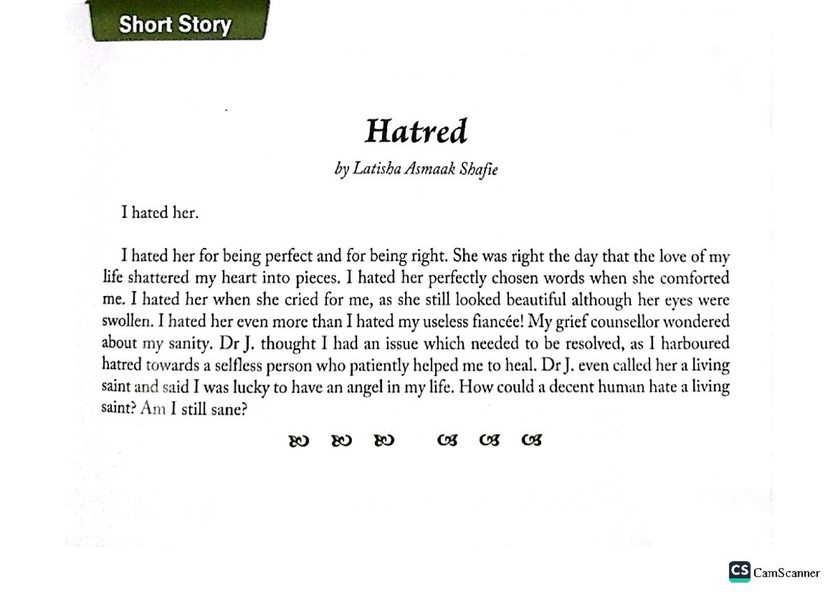 THE Hatred - Short Story - English - Studocu