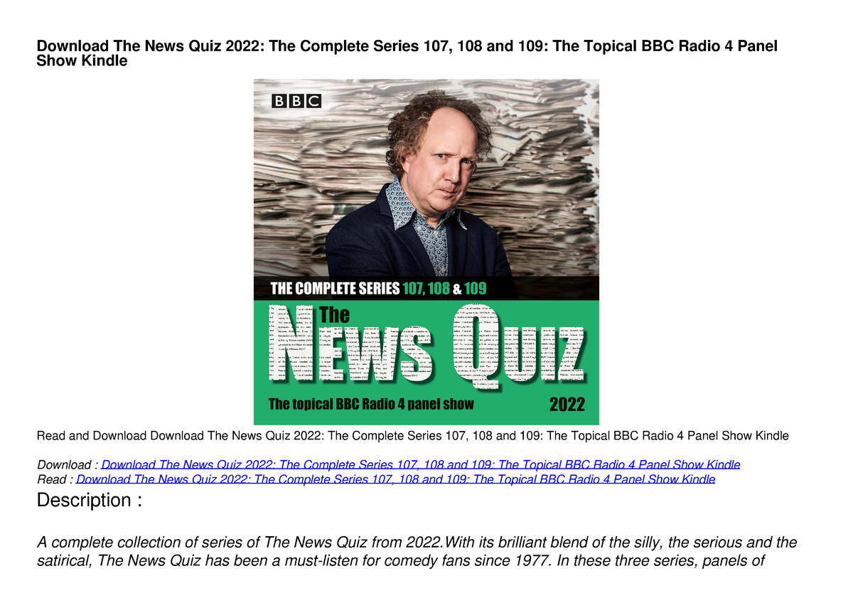 Download The News Quiz 2022: The Complete Series 107, 108 And 109: The ...